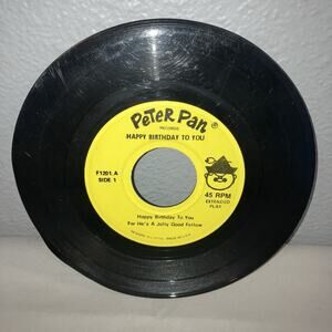 Vinyl Record Only Peter Pan Happy Birthday / Jolly Good Fellow / Hoop A Ding